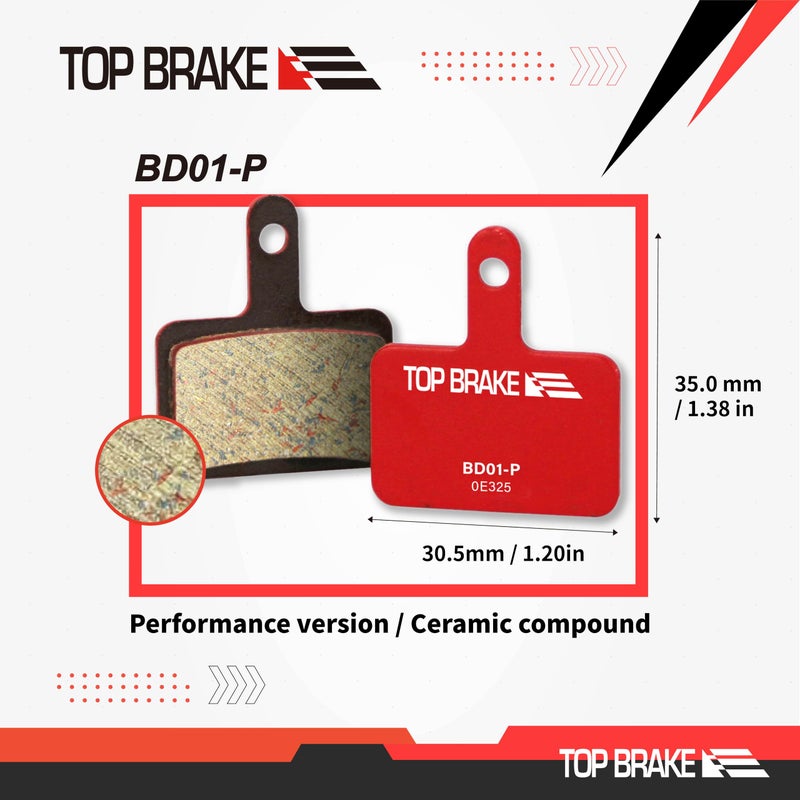 Top Brake وسادات فرامل الدراجة الجبلية ذات القرص العلوي متوافقة مع Shimano Deore M515 M525 TRP Hylex TEKTRO Orion|MTB، Trail، Gravel، Cross Country|مركب سيراميك، خيار صامت، أحمر (زوجان) - Image 3